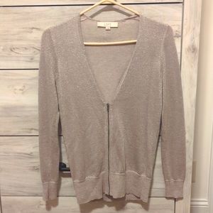 Loft zip up sparkly cardigan size XS